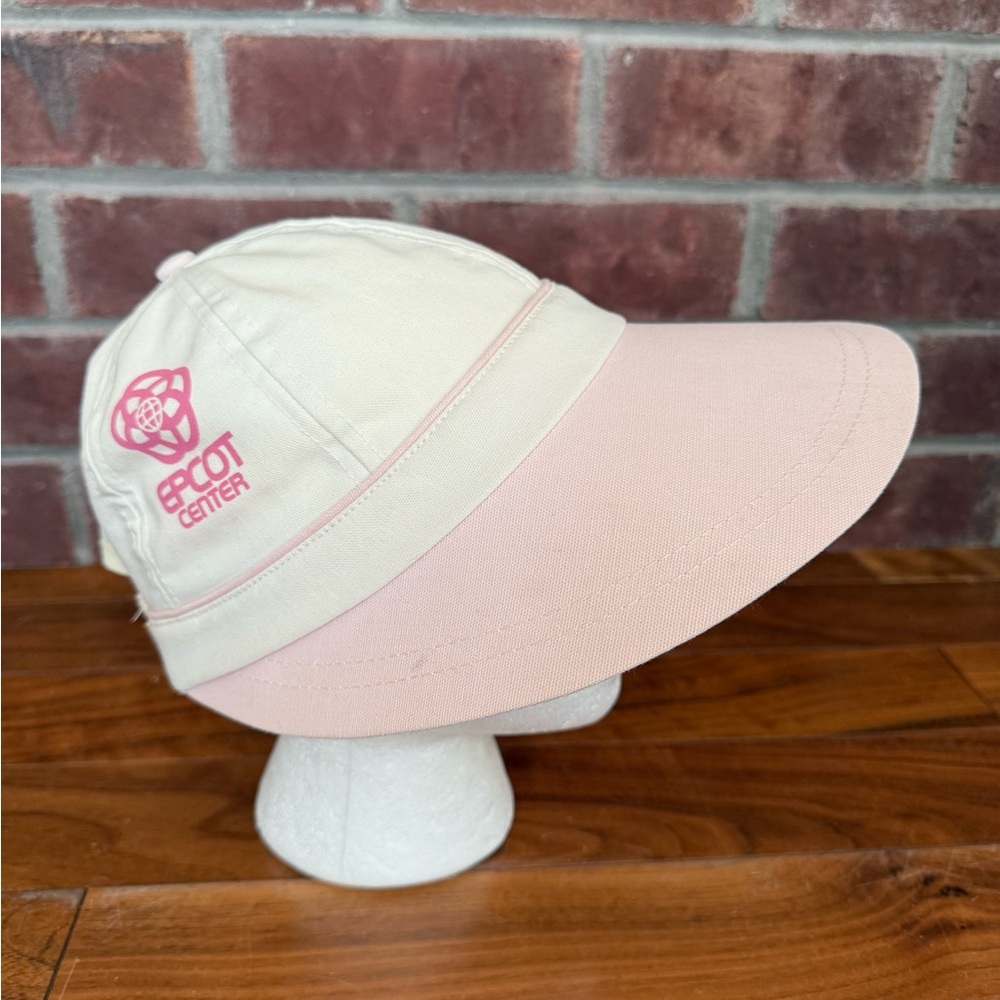 VTG 1982 Walt‎ Disney World Epcot Center Hat Cap Strapback White Pink Atlas USA
